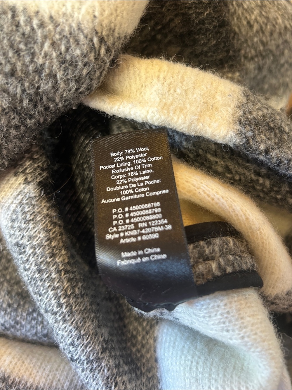 WILFRED FREE Off Duty Black and Cream Checked Wool Coat - Picture 11 of 11
